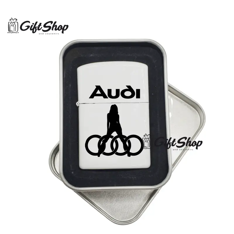 Audi, bricheta metalica gravata laser cu mesaj model 1